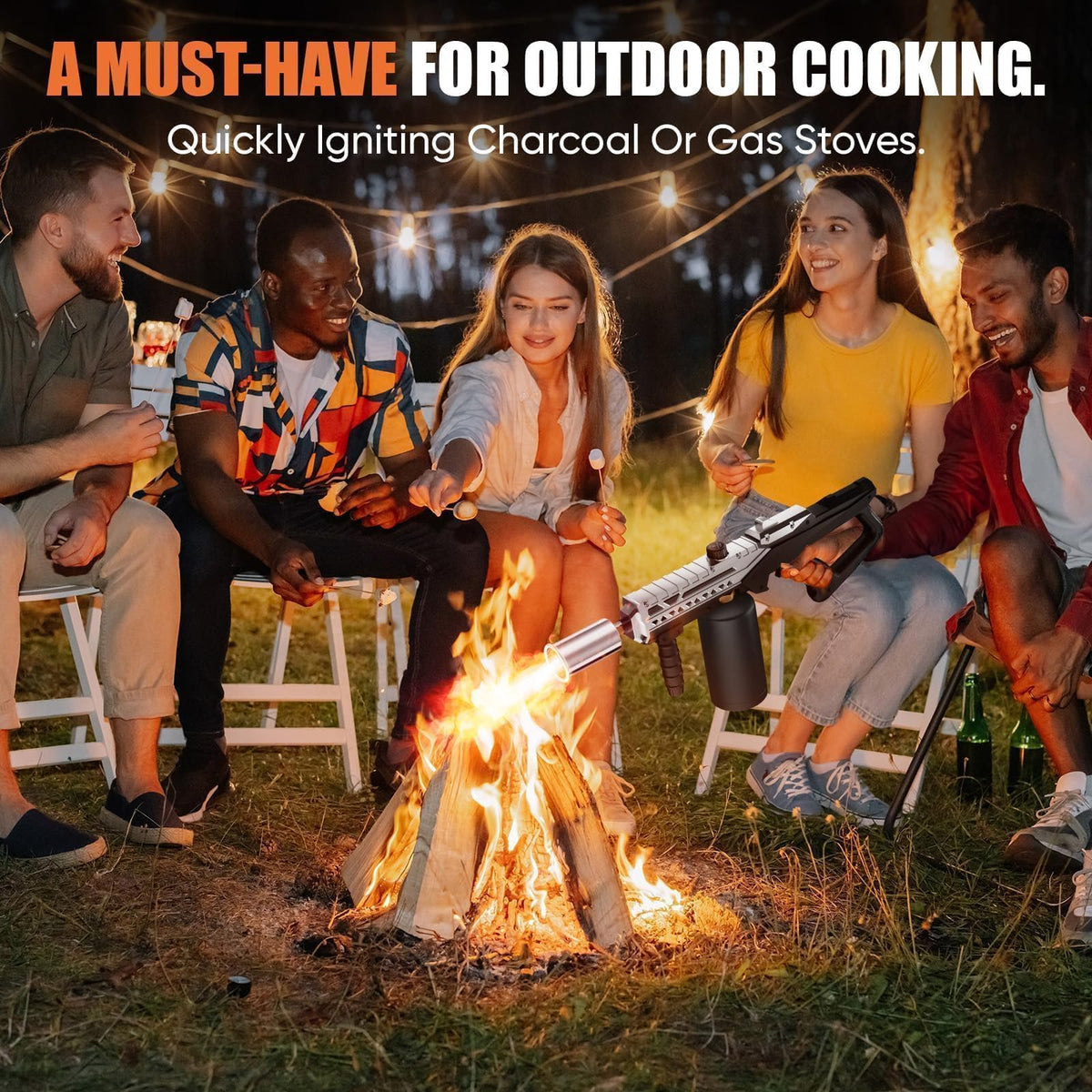 Koackl Powerful Propane Torch Gun 2 Pack, Kitchen Torch with Adjustable Flame, Flamethrower Blow Torch Gun, Gas Welding Kits for BBQ, Searing Steak, Camping & Charcoal Torch Lighter(Tank Not Included)