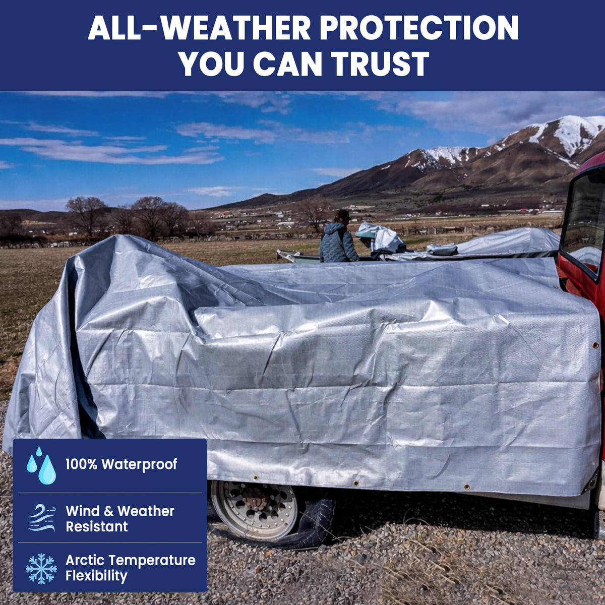 Tarps Now 20x30 ft Heavy Duty Plastic Tarp (Poly Tarp)|12 MIL Waterproof Cover|Rip & Tear-Resistant|Rustproof Grommets & Reinforced Edges|Ideal for Roof, Camping, Tent & Outdoor Protection - Silver