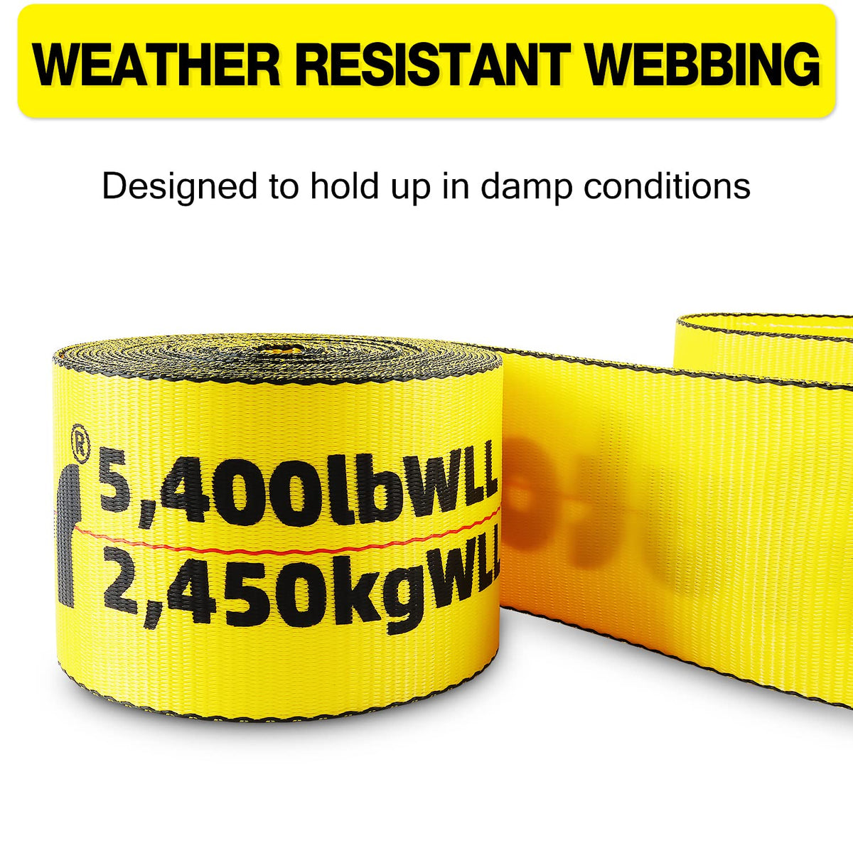 Autofonder Winch Straps 4" x 30' Yellow Heavy Duty Tie Down Flat Hooks WLL 5400 lbs | 4 Inch Cargo Control for Flatbed Truck Utility Trailer (10 Pack)