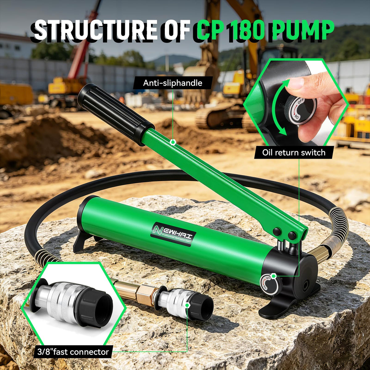 10 Ton Porta Power Ram Kit for Confined Spaces Mini Hydraulic Cylinder 0.39" Stroke with CP-180 Hand Pump Portable Hydraulic Jack for Precise Lifting in Tight Gaps Equipment Repair