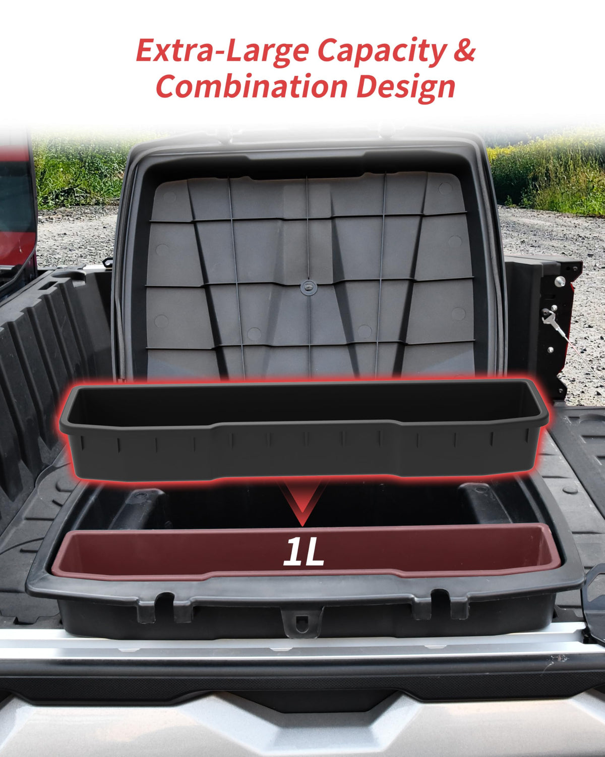 KEWISAUTO Rear Cargo Storage Box for Polaris Ranger XD 1500 Premium/Northstar 2024-2025 Accessories, 22L Double Layer Removable Rear Cargo Storage Box Bin Waterproof Poly Bed Trunk Case