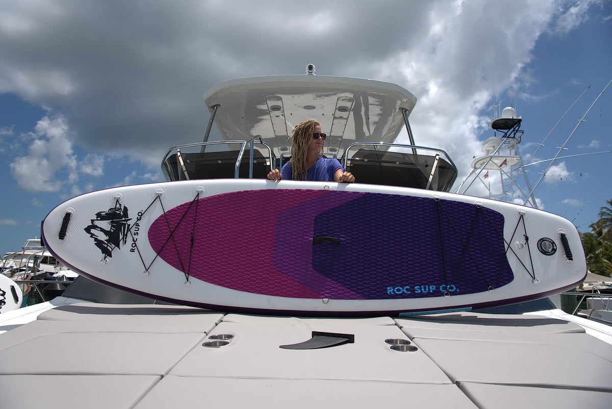 Roc Inflatable Stand Up Paddle Board 10' 6" with Premium SUP Paddle Board Accessories, Wide Stable Design, Non-Slip Comfort Deck for Youth & Adults (Violet)