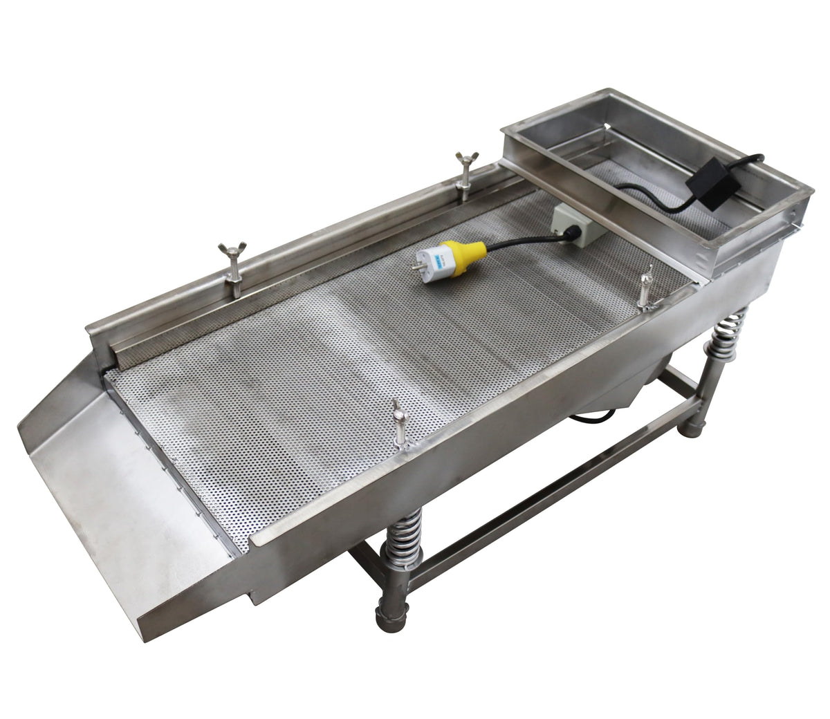 TECHTONGDA Straight Vibrating Sieve Screen Shaker Electric Linear Sifter Machine Stainless Steel One Layer One Motor 1.5mm Screen Size 11.8×29.5inch 110V