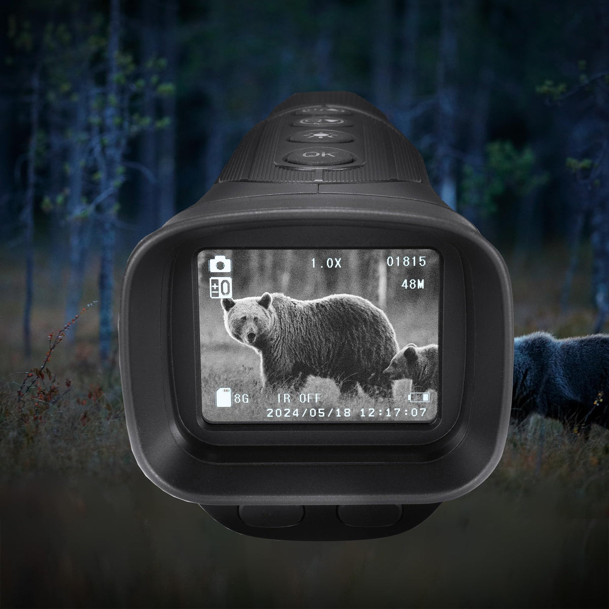 Barska NV-1 Digital Night Vision Monocular Compact Infrared Scope for Day & Night Use HD Photo/Video, Rechargeable Battery, USB/Micro SD Compatible