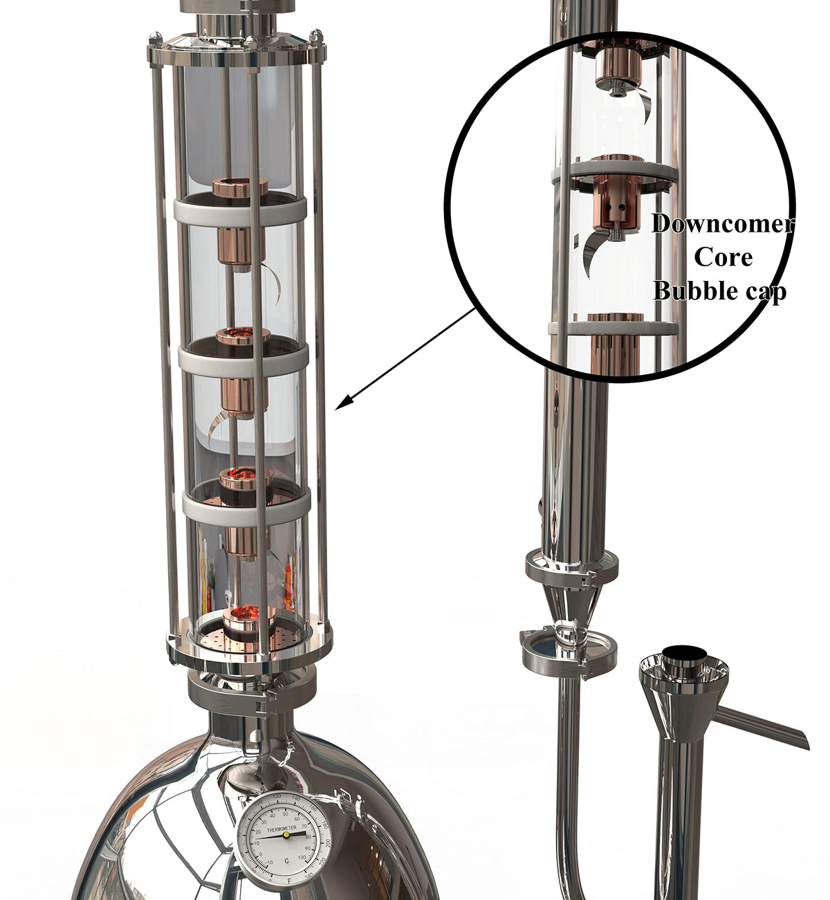 HOOLOO Alcohol Distiller Still for Home Use Kit 304 Stainless Steel Whiskey Making Kit with Thermometer Whiskey Brandy Vodka 6.3Gal (24L) (SV-30-110V)