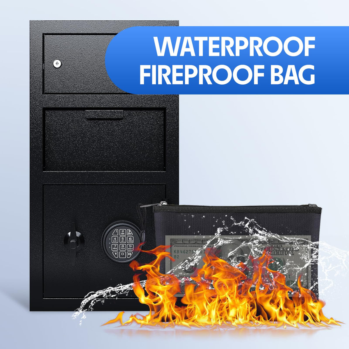 Drop Safe for Business Money Safes with Drop Slot 4.0 CUB Cash Depository Safes Box with Additional Locking Safe Anti-Fishing and Digital Combination for Home Office Hotel Restaurant Liquor Store