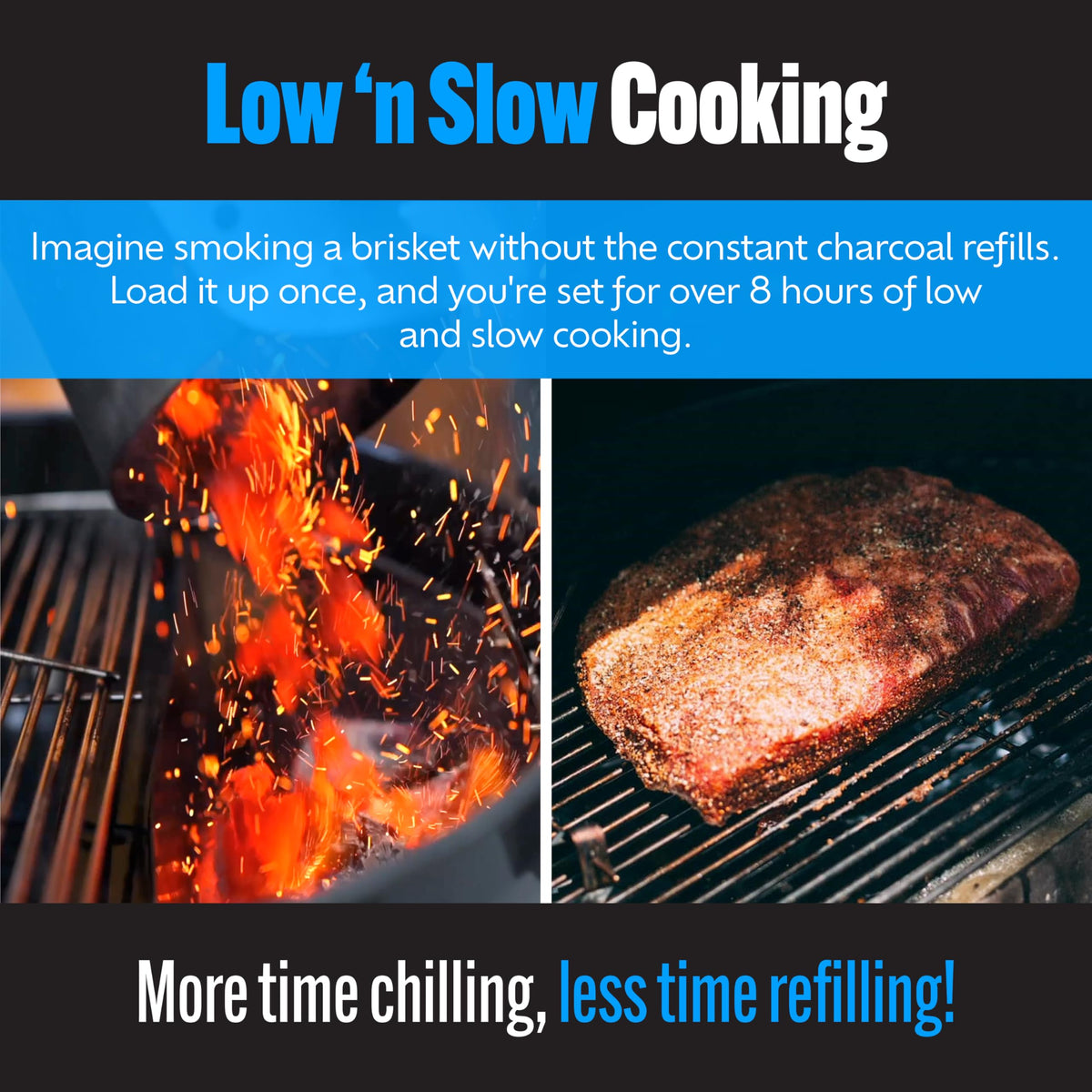 Slow 'N Sear® Deluxe Charcoal Basket Insert for 22" Weber Kettle Grills – Patented Stainless Steel Two-Zone Cooking Accessory with Removable Water Reservoir for Low & Slow Smoking and Searing