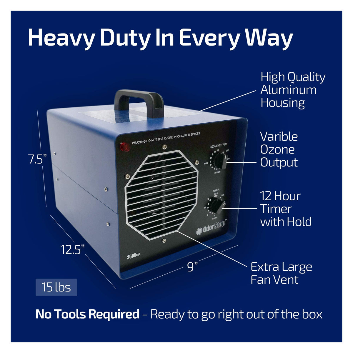 OdorStop OS4500UV Professional Grade Ozone Generator Ionizer for Areas of 4500 Square Feet+, For Deodorizing and Purifying Large Spaces Such as Commercial Properties and Gyms