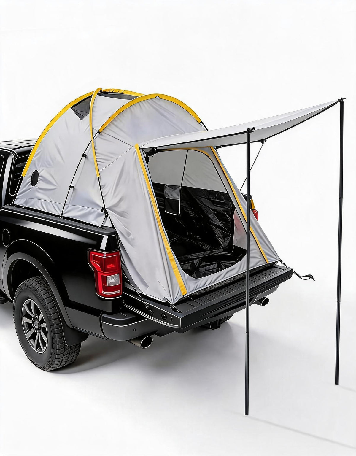 Pickup Truck Tent with Awning Shade,210 d Waterproof PU3000 Oxford Truck Camper for Chevy Silverado 1500 F150 Ram 1500