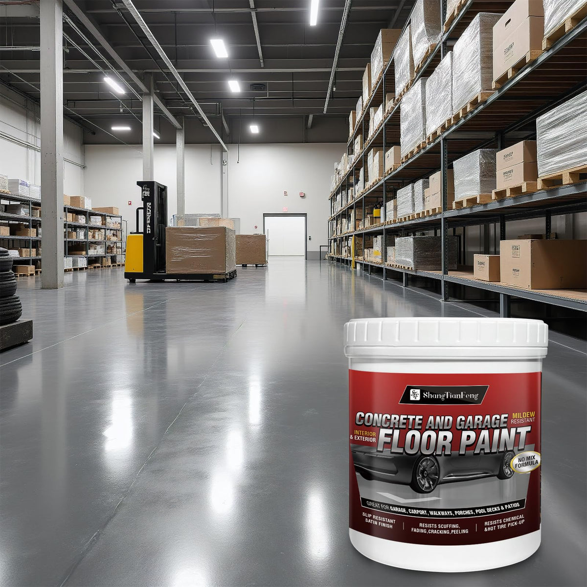 5 Gallon Professional Floor Paint Kit (Slate Dark Gray, 800-1000 sq.ft) - Acrylic Concrete Coating for Garages & Basements | Single Component Formula | Scratch Resistant & Low VOC | Ready-to-Use