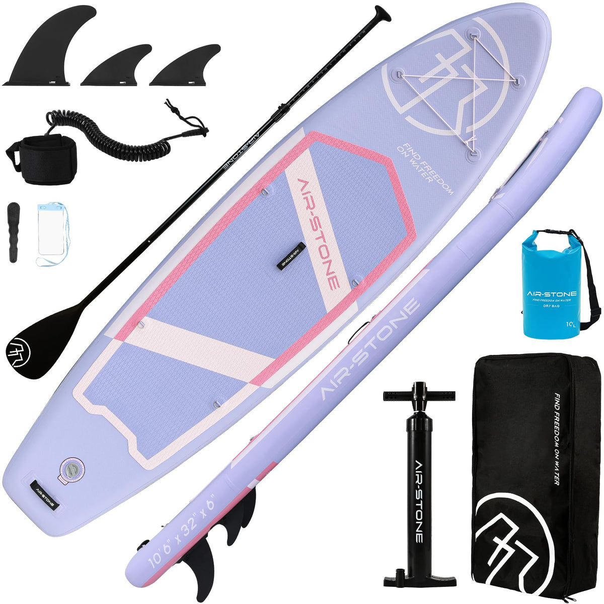AIR-STONE Inflatable Paddle Board - 10'6" SUP for Adults, Ultra-Stable & Lightweight, All-Around Design for Surfing, Fishing, Yoga, Includes Full Accessories Set -Planet Purple