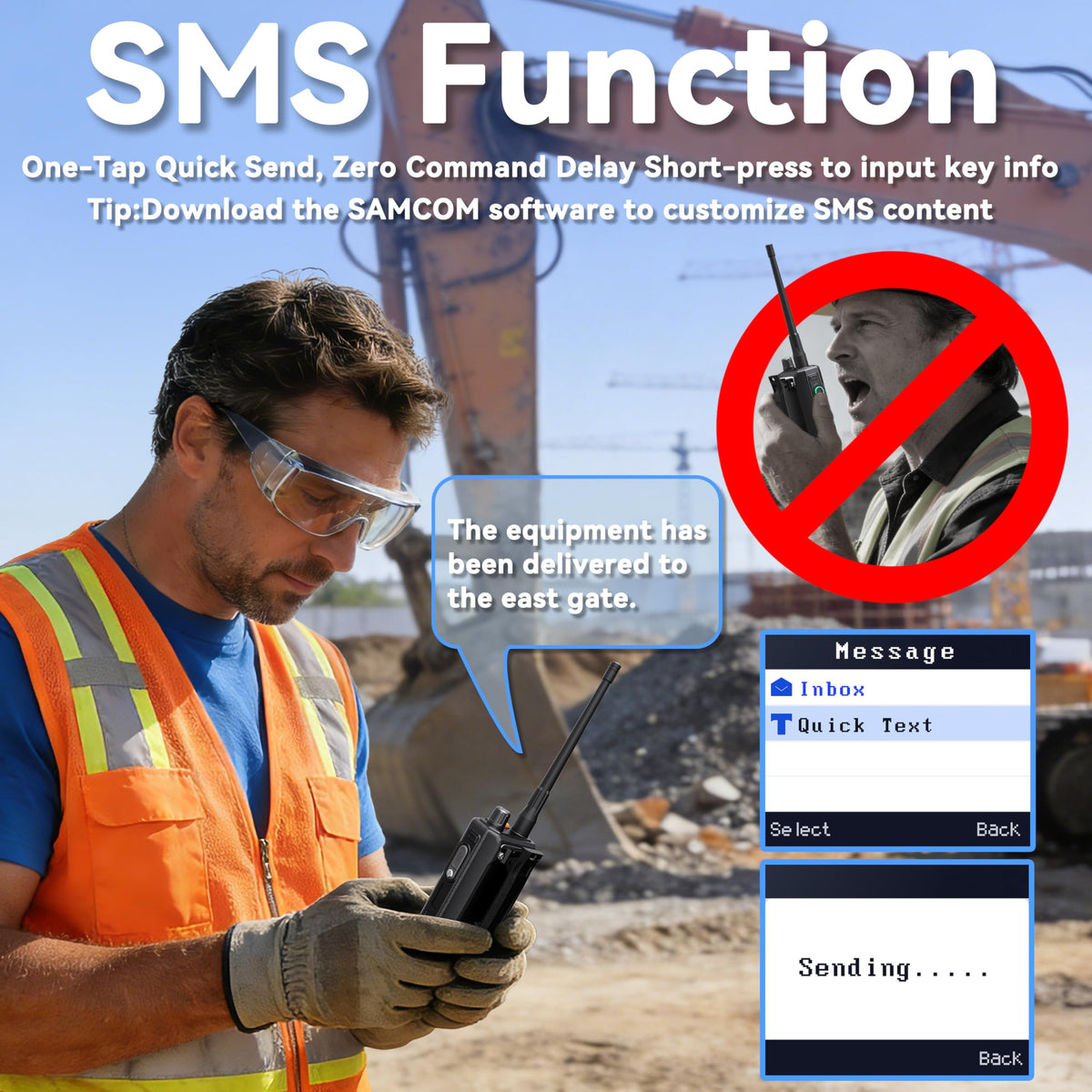 SAMCOM Digital Analog Dual Mode Radio, IP67 Waterproof DMR Walkie Talkie with Customised Radio's Name and ID, GPS, SMS Messaging, Group Call & Call Logs,Time Zone for Business Industrial Security