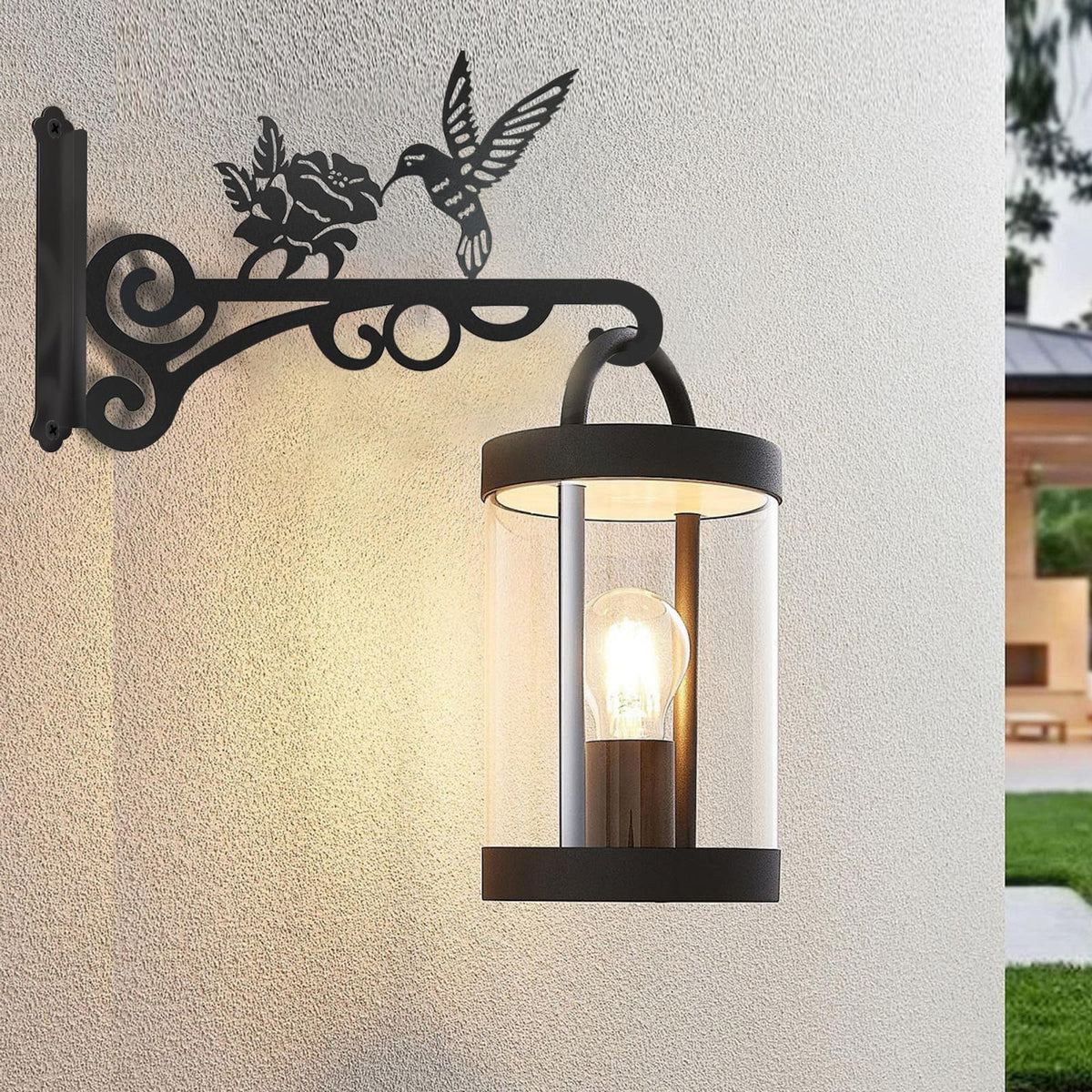 4-Pack 10 Inch Aesthetic Plant Hanger Indoor and Outdoor – Metal Hanging Plant Bracket with Hummingbird Pattern – Heavy Duty Plant Hooks for Hanging Flower Baskets, Bird Feeder, Wind Chime, Lantern