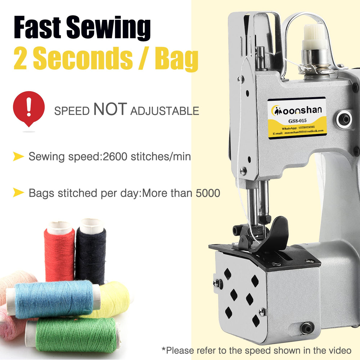 Moonshan Bag Sewing Machine 2s/bag Bag Closing Machine Portable Bag Closer 6.4Lbs Automatic Woven Bag Sewer Packing Machine for Packing Bags Non-woven Fabrics Leather