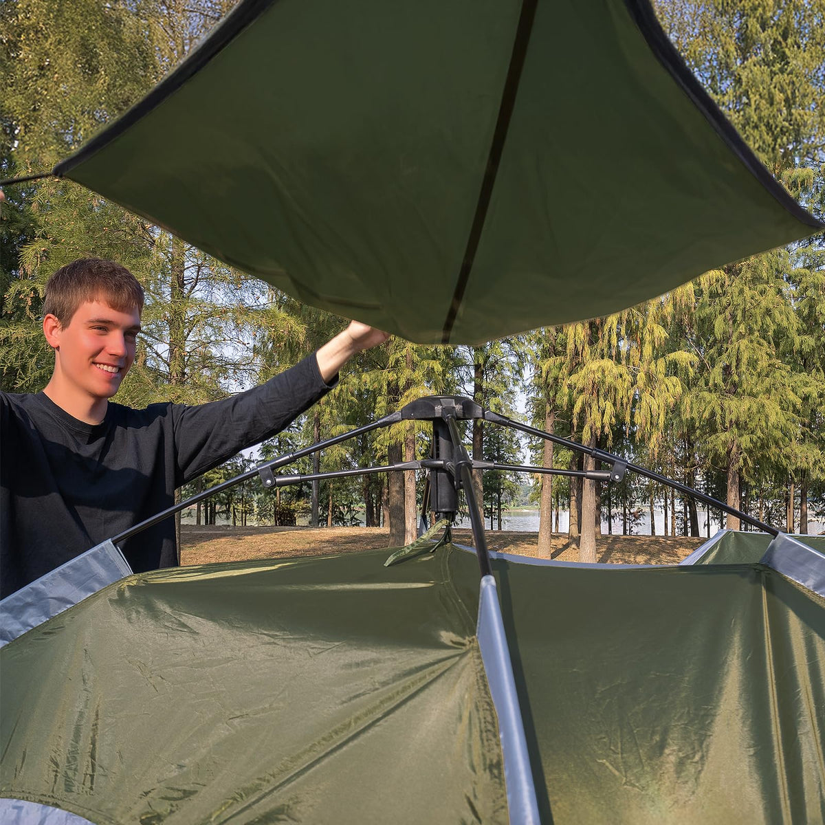Night Cat Pop Up Tent 2-3 Persons Instant Set Up Tent with Footprint Tarp & Porch, Automatic Double Layer Waterproof Camping Tent with Rainfly Trekking Pole Not Included