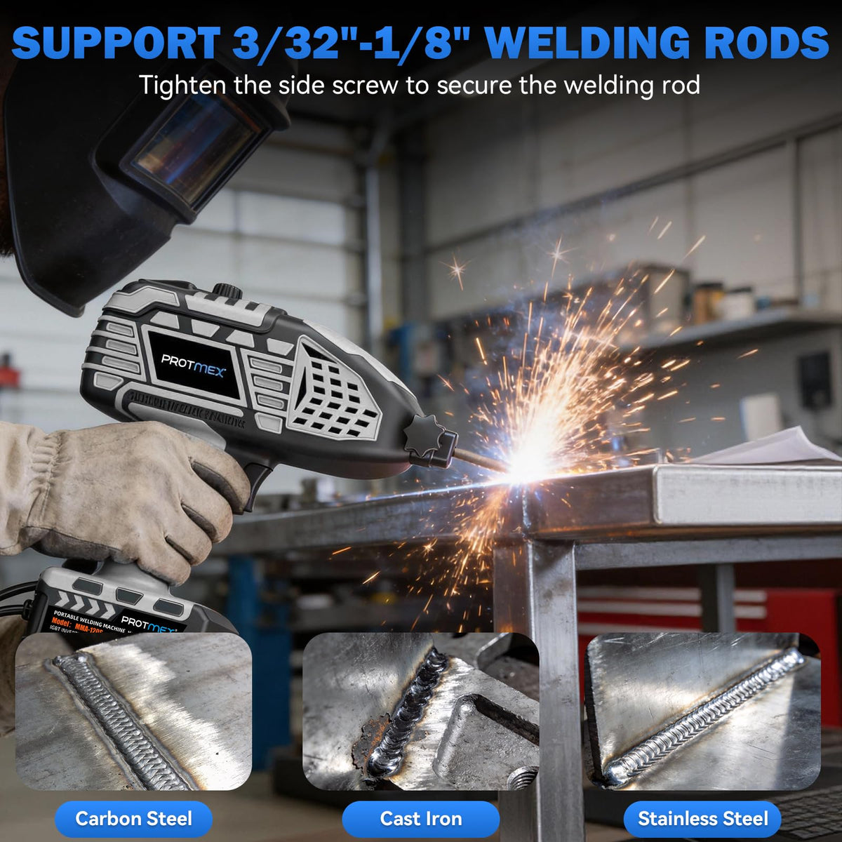 Portable Display Handheld Welder - 110V Portable Welder Machine IGBT Inverter with 5 Adjustable Currents, ARC Welder Gun Fits 3/32"-1/8" Welding Rods for Repair, DIY, Home Projects(20PCS Rods)
