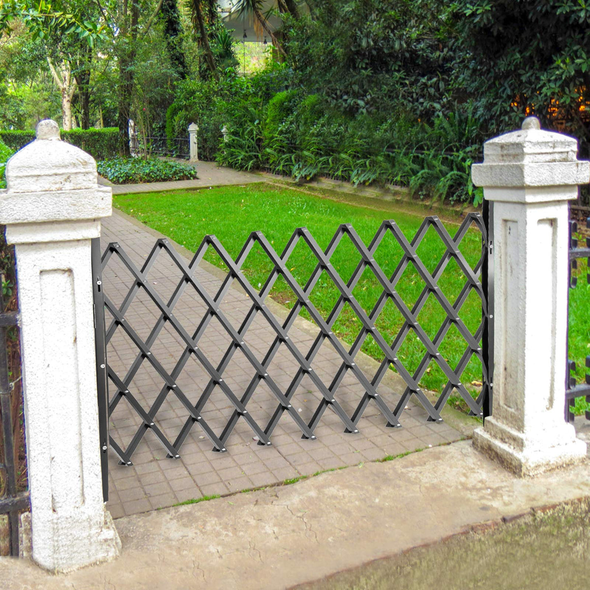 VEVOR Single Folding Security Gate, 51.57" H x 42" W Folding Door Gate, Steel Accordion Security Gate, Flexible Expanding Security Gate, 360° Rolling Barricade Gate, Scissor Gate or Door with Padlock