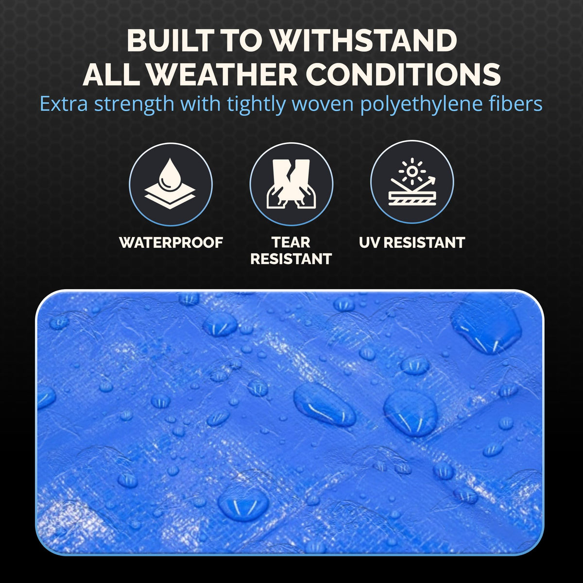Dry Gear Tarps 40x60 Blue Tarp Waterproof – 5 MIL Thick Tarpaulin Outdoor Cover - Multipurpose Protection Poly Tarp for Camping, Tent, Roof, Patio, Pool, Floor, Furniture, Boat, Truck Beds, Pack of 1