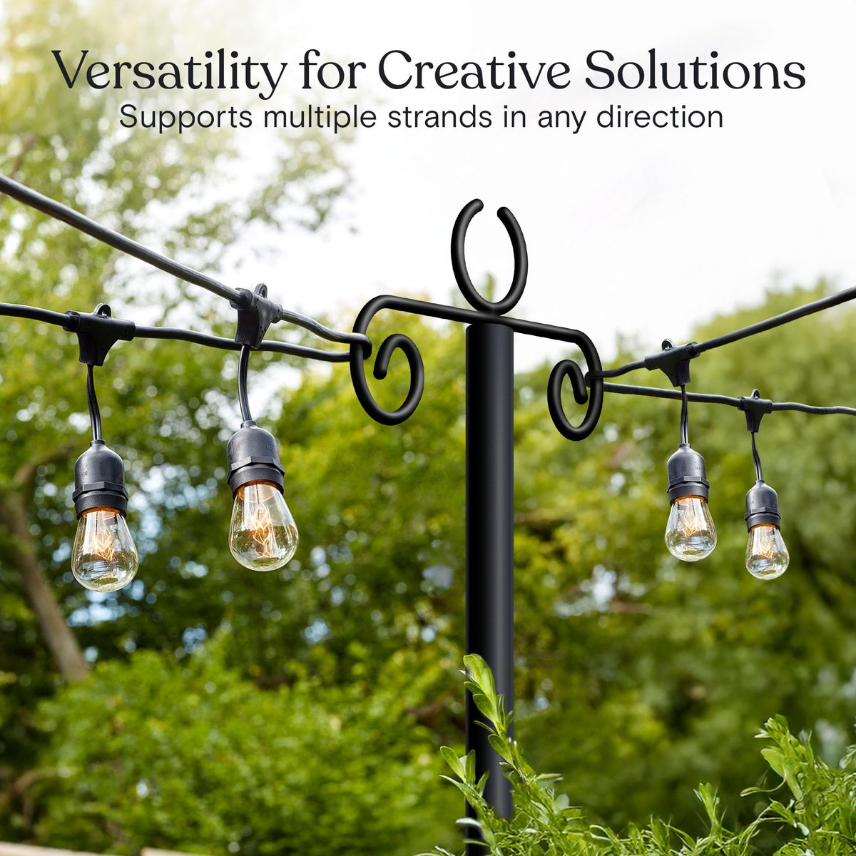 Brightech Bundle Ambience Pro Incandescent Outdoor String Lights - Commercial Grade Waterproof Patio Lights with 24Ft + 4-Pack 10FT String Light Poles
