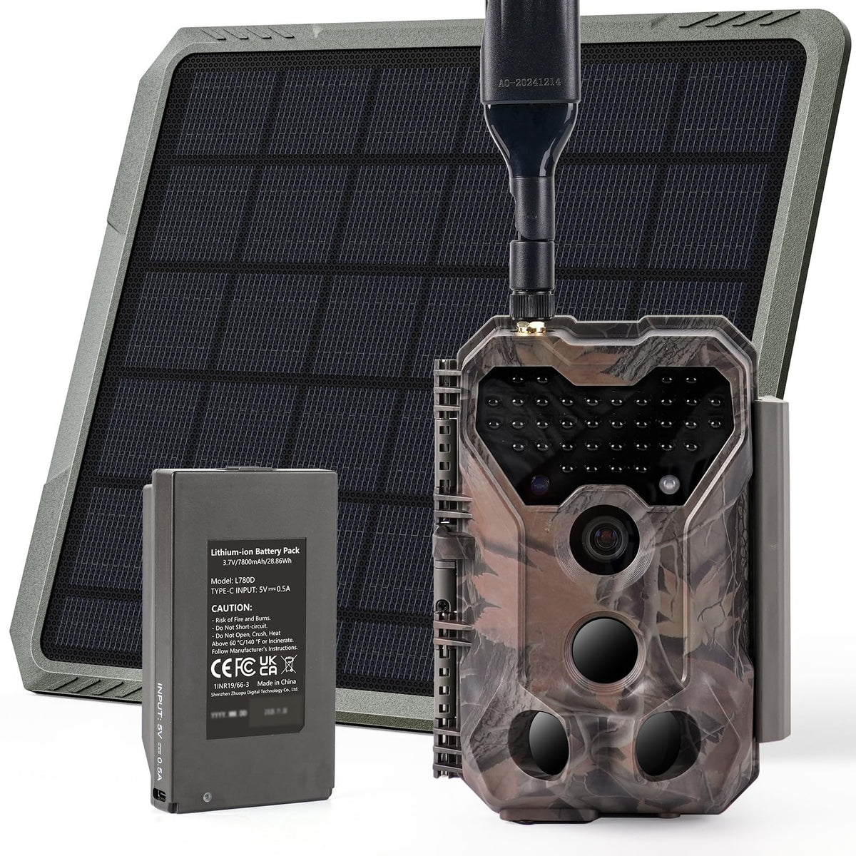 Meidase Solar Cellular Trail Camera S965 Pro (Non-WiFi), Live View, GPS Tracking, Multi-Camera Sharing, 7800mAh Rechargeable Battery, 10W Solar Panel, Motion Activated
