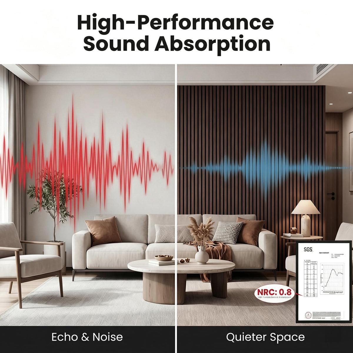 Wood Slat Wall Panels - 4 Pack 93.7" × 11" - Acoustic Panels Noise Reduction for Home Office Studio, 3D Fluted Sound Dampening Absorbing Panels, Dark Walnut