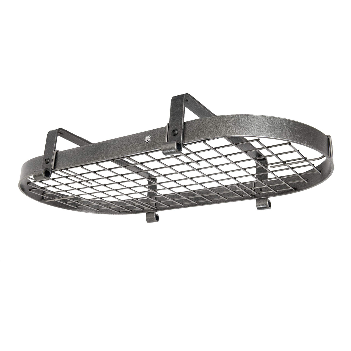 Enclume Premier Low-Ceiling Oval Pot Rack, Hammered Steel