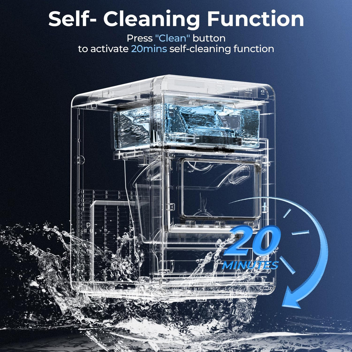Antarctic Star Nugget Ice Maker Countertop - 44LB/Day, Self-Cleaning Portable Ice Machine with LED Display, 10-15 Minute Fast Ice Making for Home/Office/Bar