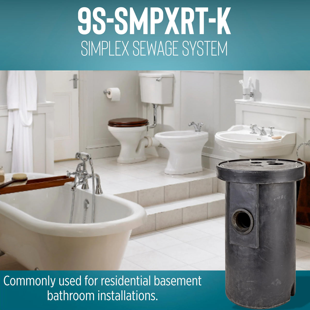 Little Giant 9S-SMPXRT-K 4/10 HP, 115-Volt, 6000 GPH Pre-Packaged Simplex Sewage Basin/Pump System - Assembly Required, Black/Blue, 509074