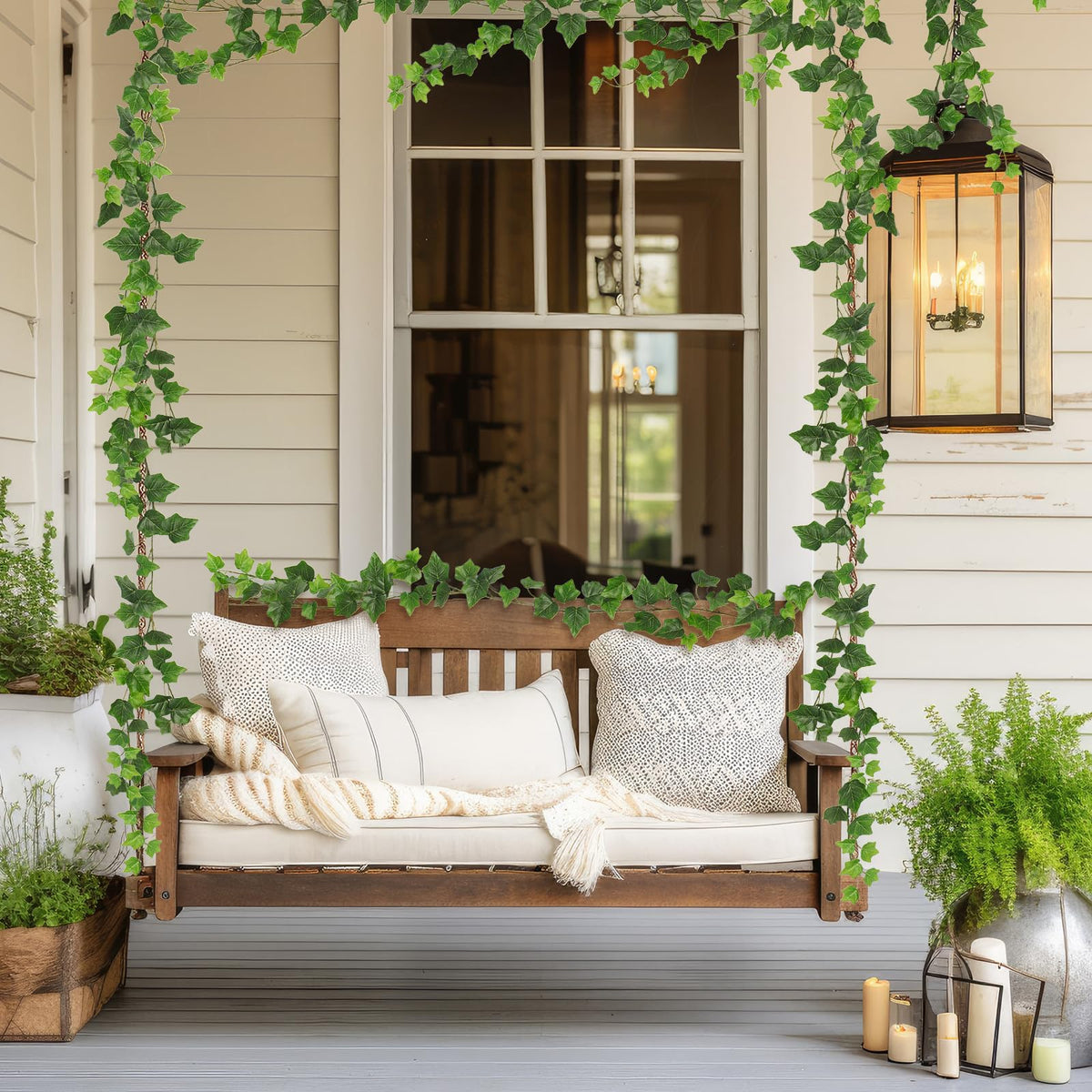 RECUTMS Artificial Ivy Vines Ivy Garland 2Pcs 74.8inch Fake Vines Hanging Plants with Silk Leaves Greenery Spring Decor for Indoor Outdoor Wedding Home Kitchen Garden Office