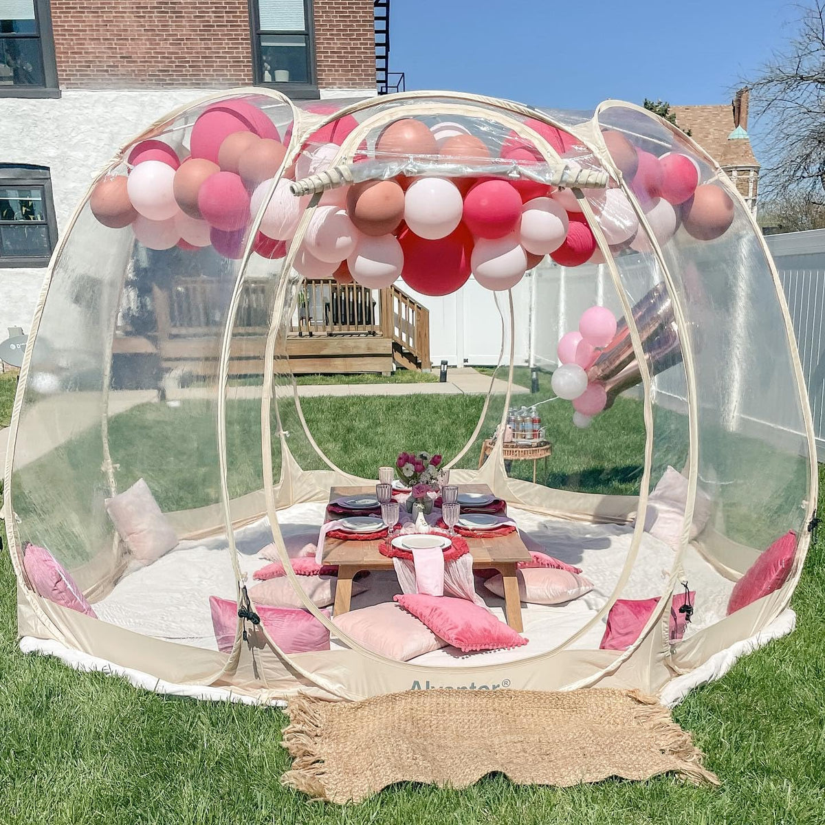 Screen Houses Pop-up Outdoor Camping Tent, 540 Degree Fully Transparent Non Dead Corner Gazebo (12 'x12')