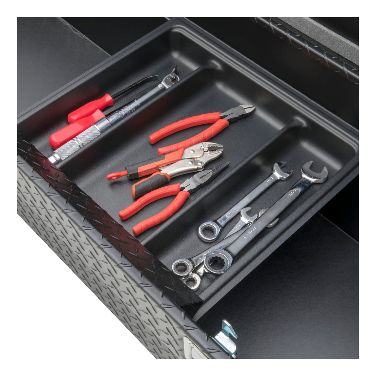UWS EC10313 63-Inch Matte Black Heavy-Wall Aluminum Angled Truck Tool Box with Low Profile, RigidCore Lid