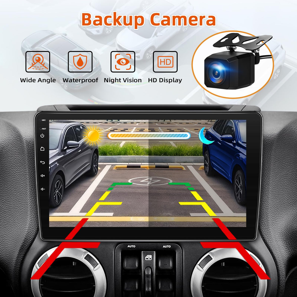 Car Radio Stereo for Jeep Wrangler JK 2007-2018,2+64G Android 13 Touch Screen Radio with Wireless CarPlay Android Auto Bluetooth GPS Navigation Backup Camera