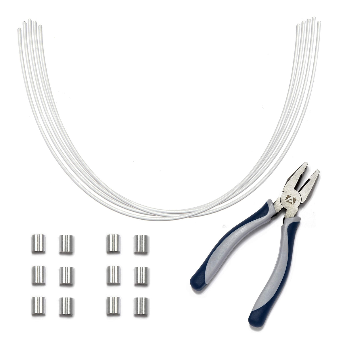 TetherTies Cable Organization, DIY Tether Kit - Customizable Cable Tethers for Computers, Adapters & Dongles - Easy Self Installation Tether Cables with Free Crimping Tool (White 60 Pk, 12 inch)