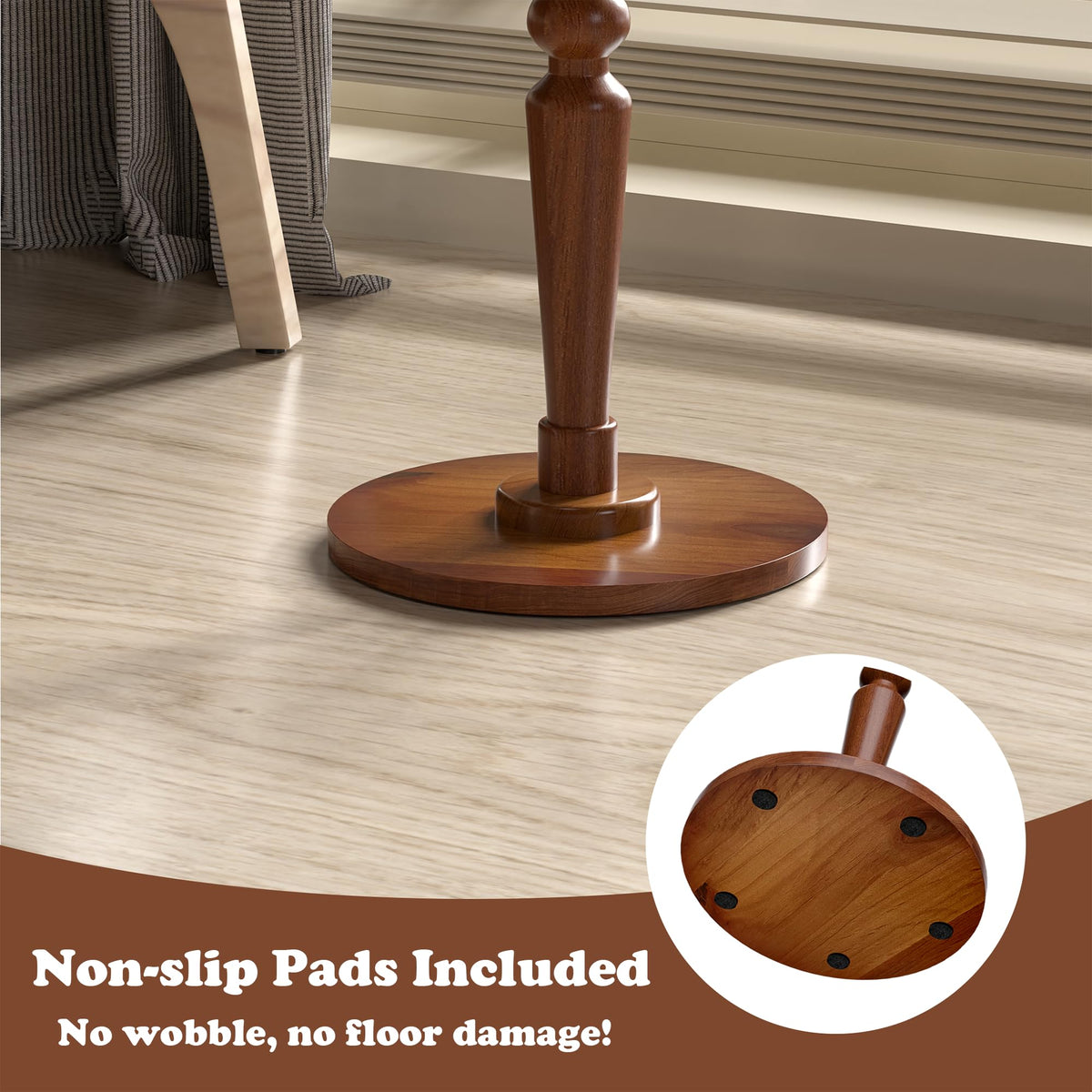 promitop Small Wooden Round Side Table - Accent Nightstand Pedestal Table for Living Room, Bedroom - Compact Coffee Table, Tea Table, Drink Table, End Table for Small Spaces, Corners, Office