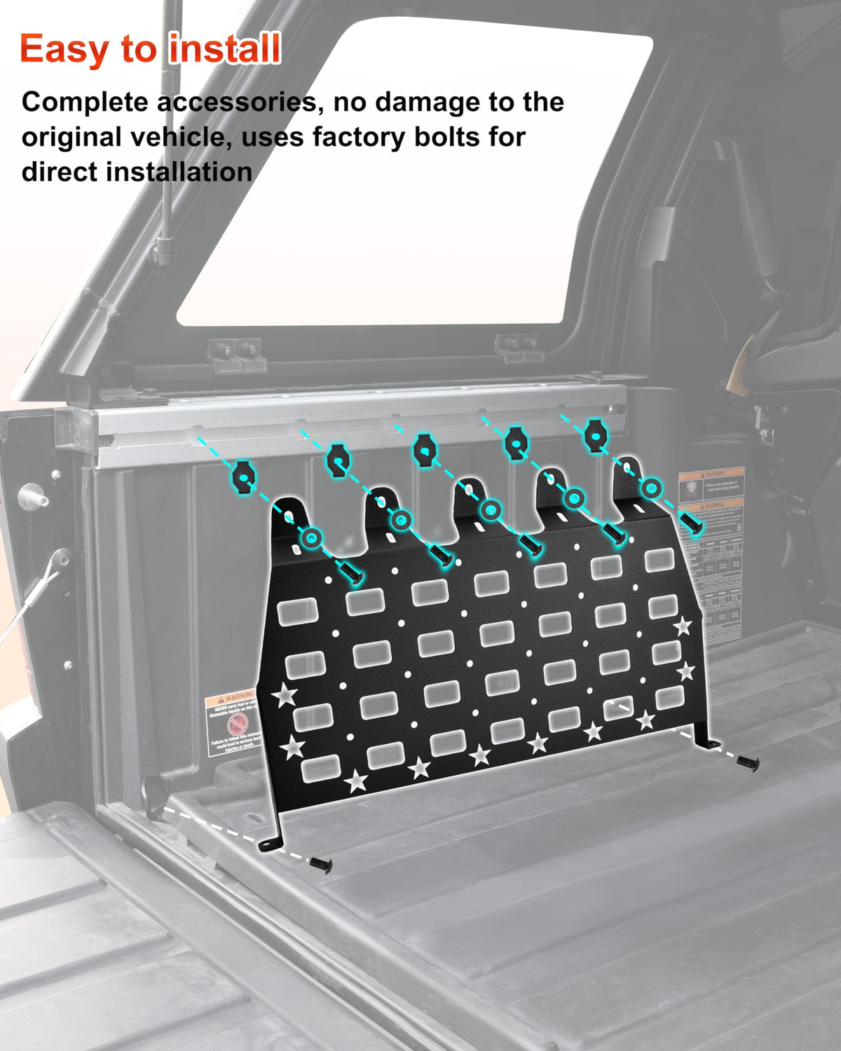 KEWISAUTO Rear Cargo Bed Side Molle Panels for Polaris Xpedition ADV 2024-2026 Accessories, 2 PCS Iron Rear Storage Tool Organizer Cargo Shelf Rack Side Molle Panels for Xpedition ADV 5 2024-2026