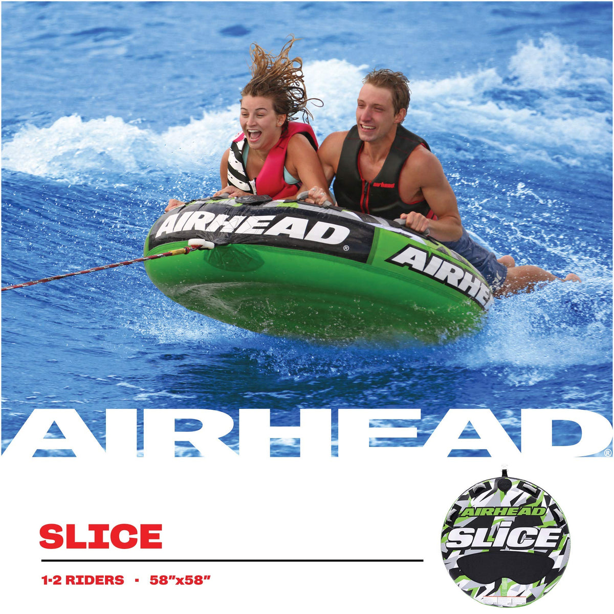 Airhead Slice, 1-2 Rider Towable Tube for Boating