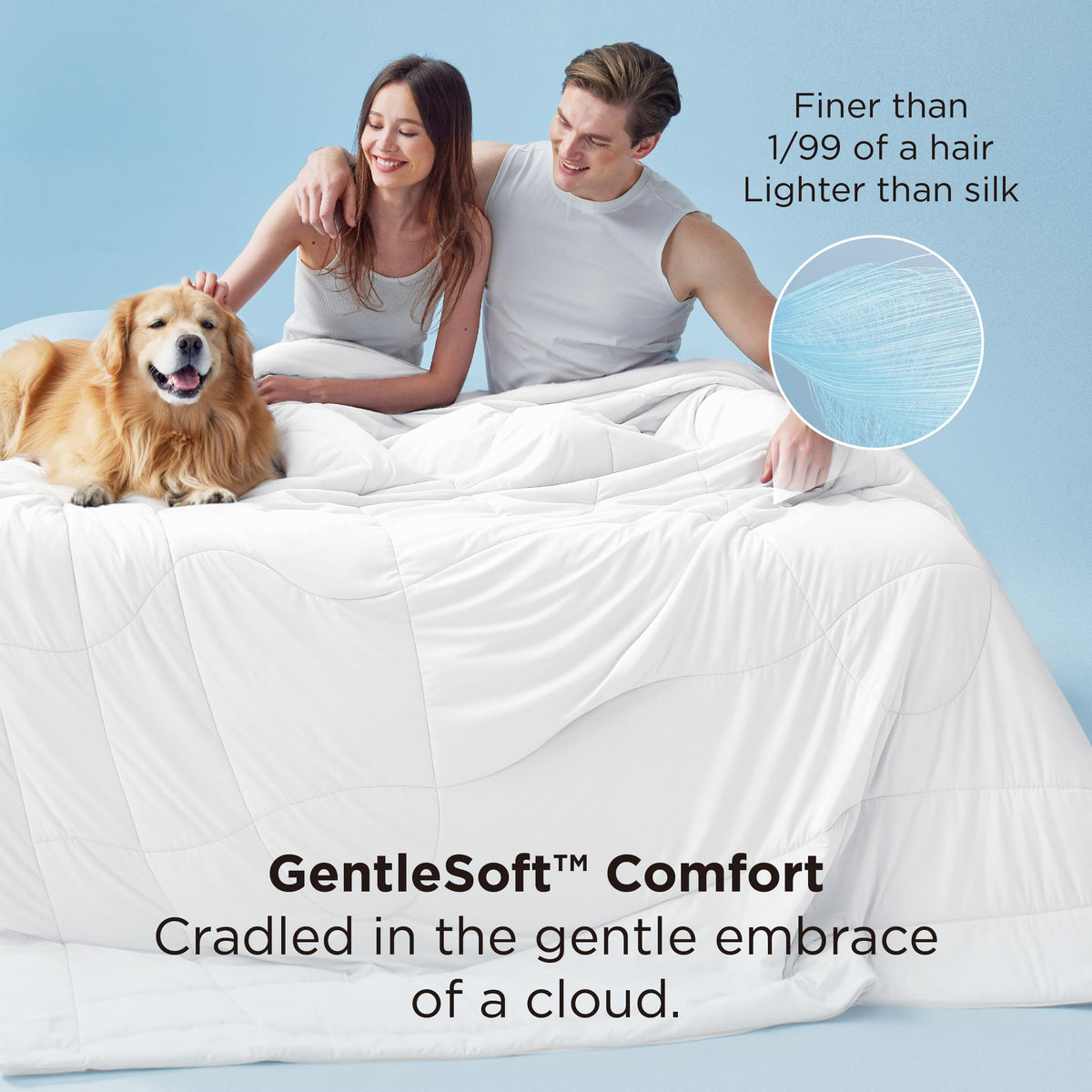 Bedsure Cooling Comforter Bundle Cooling Pillow Cases for Hot Sleepers with Dual-Sided Cool Tech, 2 Pack HA & Ceramides Infused Silky Cooling Pillowcases Soft for Skin & Hair, White, Queen Size