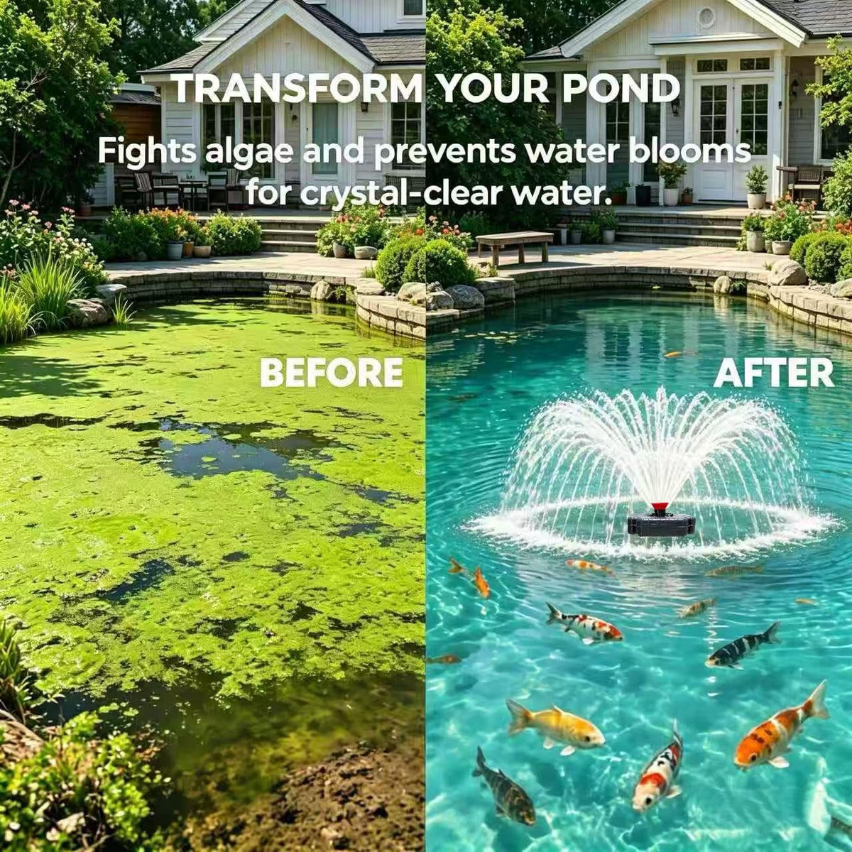 Pond Fountain Aerator,Pond Aerator,with Dynamic LED RGB Lighting Adjustable Modes, Digital Timer | 1 HP 15,000 GPH, 750W 110V, 100FT Cord - for Large Ponds, Lakes & Outdoor Water Features