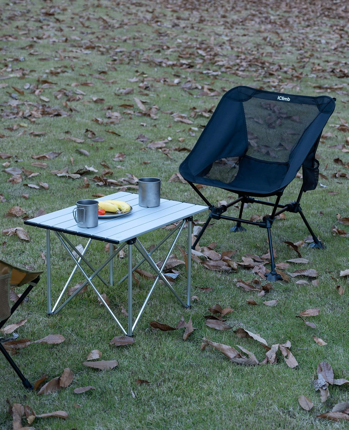 iClimb 1 Folding Table and 2 Anti-Sinking Folding Chair Bundle, Ultralight Compact for Adults Outdoor Beach Backpacking Hiking Camping Concert