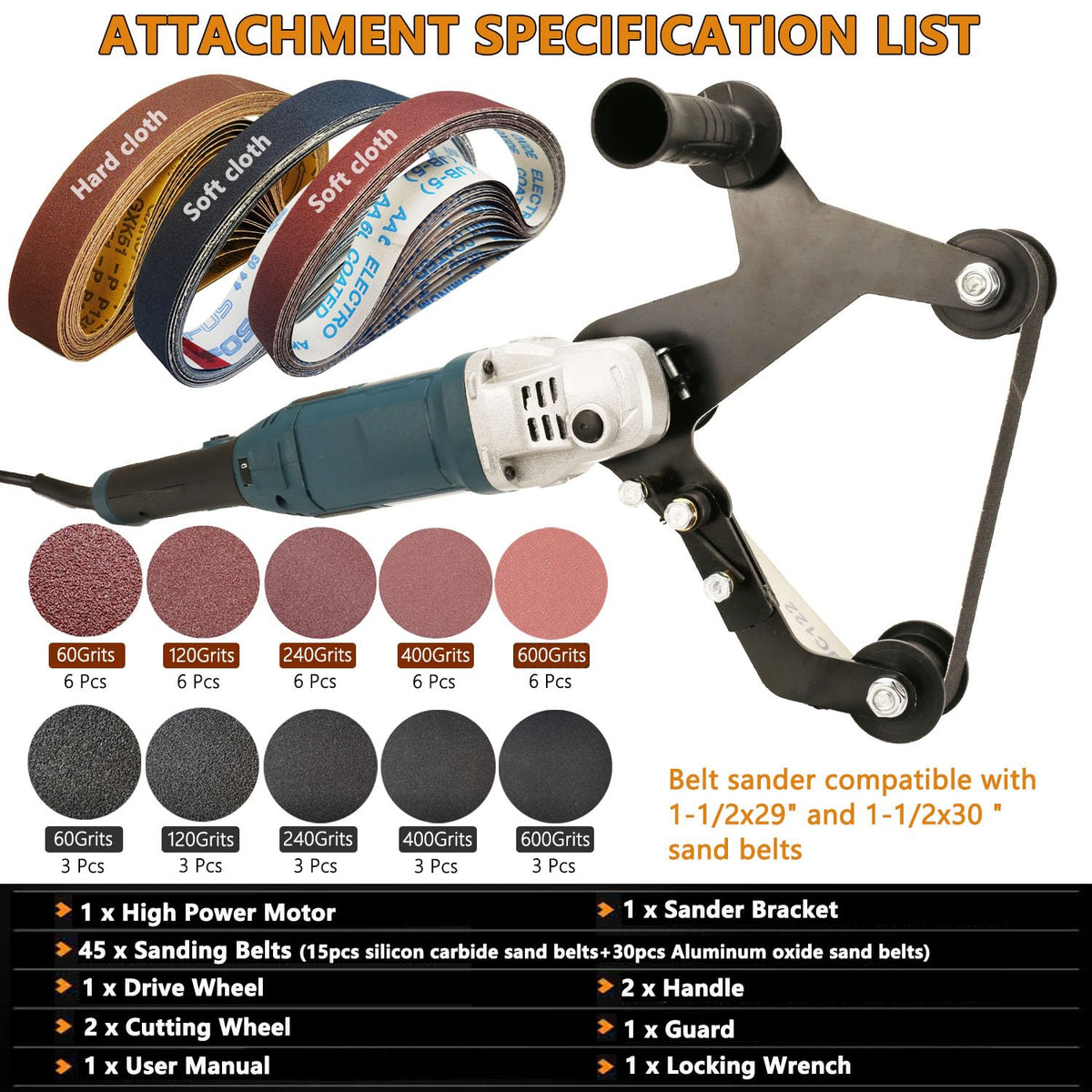 Pipe Belt Sander - 1480W Industrial Grade Pipe Tube Polishing Sandingwith 6 Variable Speeds,Suitable for Polishing Various Circular Pipe Materials,Woodworking and Metal Rust Removal(45Pcs Belts).