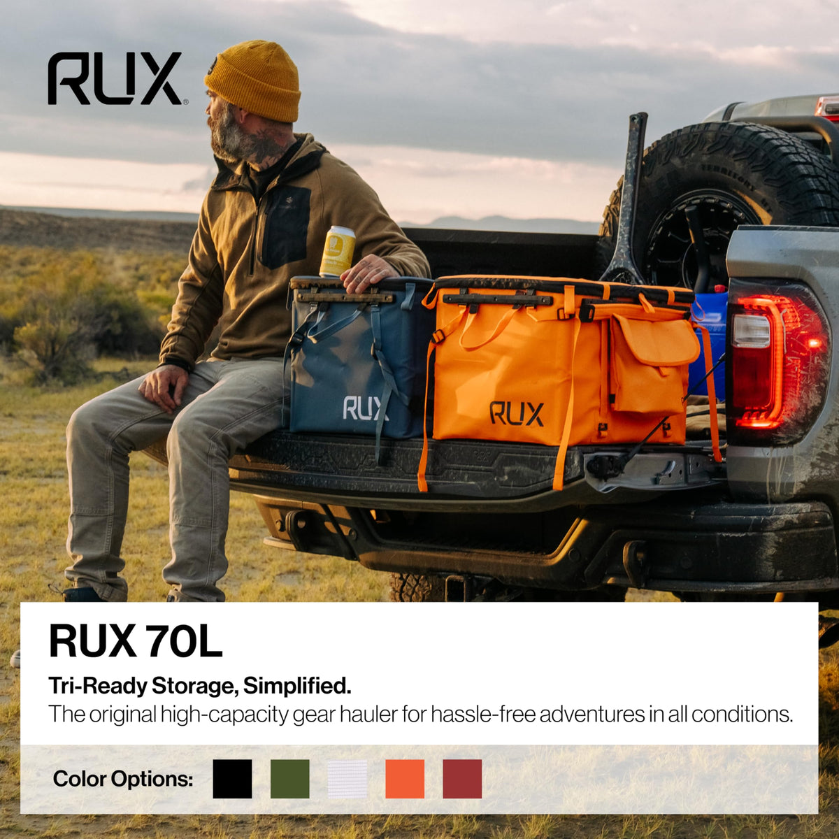 RUX 70L Collapsible Gear Box (Mars Red) - Modular Adventure Storage Solution For Camping Storage, Overlanding, Off-road And Van Life - Weatherproof, Durable and Multifunctional
