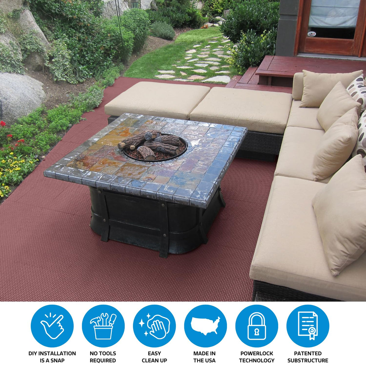 Big Floors DuraGrid Deck Tiles, Interlocking Outdoor Tiles for Patio, Self-Draining, UV-Resistant, Water-Resistant Modular Flooring, Easy Install, 40 Pack, Gray