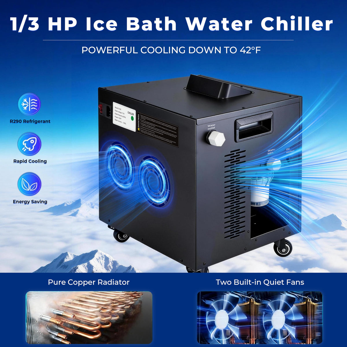 Ice Bath Chiller for Cold Plunge,1/3 HP Ice Bath Chiller with Household Submersible Water Pump,Insulation pipe, Ideal for Cold Bath Plunge Tub