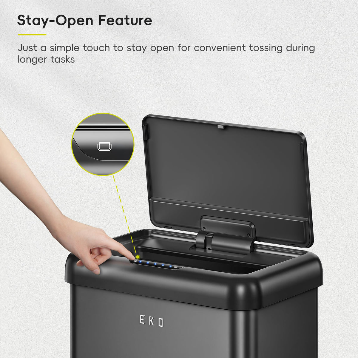 EKO Vintage 50L / 13.2 Gallon Motion Sensor Trash Can, Dual Compartment 32L + 18L Stainless Steel Kitchen Garbage Bin, Touchless Automatic Waste & Recycling Bin with Lid for Home Office, Matte Black