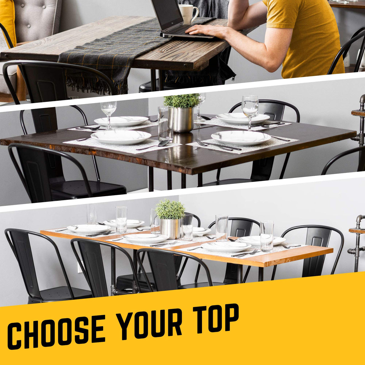 PIPE DECOR Industrial Kitchen Dining Table Base, 3/4 Inch Pipe, 30 Inch Height Rustic Metal Frame for Home Office, Basement, Study - Poker Design