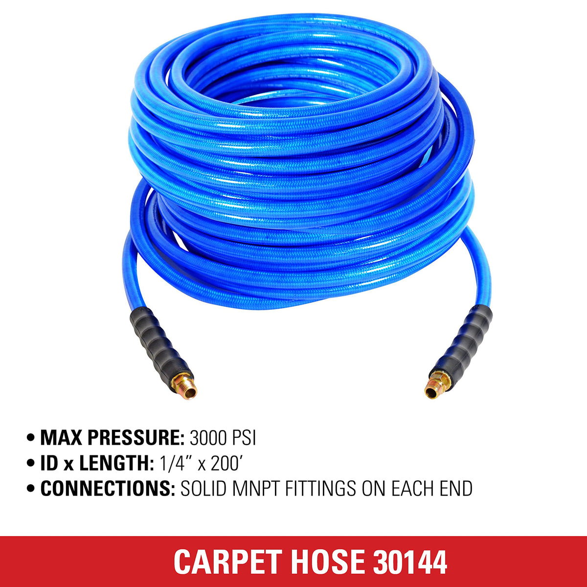 OEM Technologies 30144 Carpet Cleaning Hose for Hot and Cold Water Use, 3000 PSI, 1/4 Inch by 200 Feet, Blue