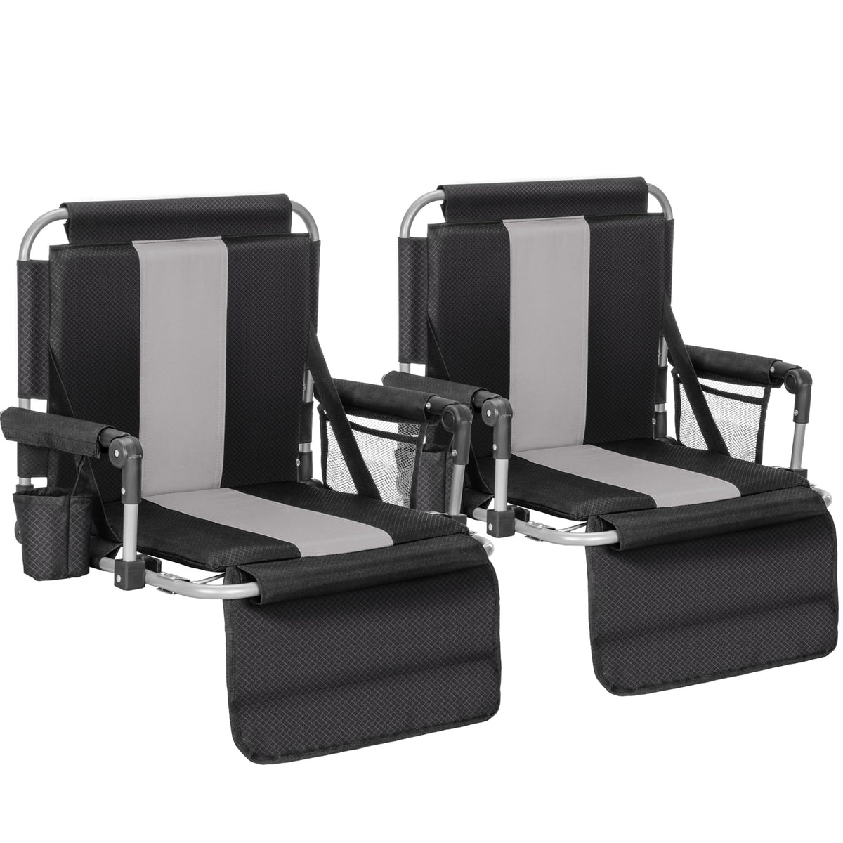 ALPHA CAMP Stadium Seats for Bleachers with Armrests - Thick Padded Bleacher Chairs with Back Support, Extra Wide Stadium Chair for Sports Events, Portable with Shoulder Straps & Pockets,2PC