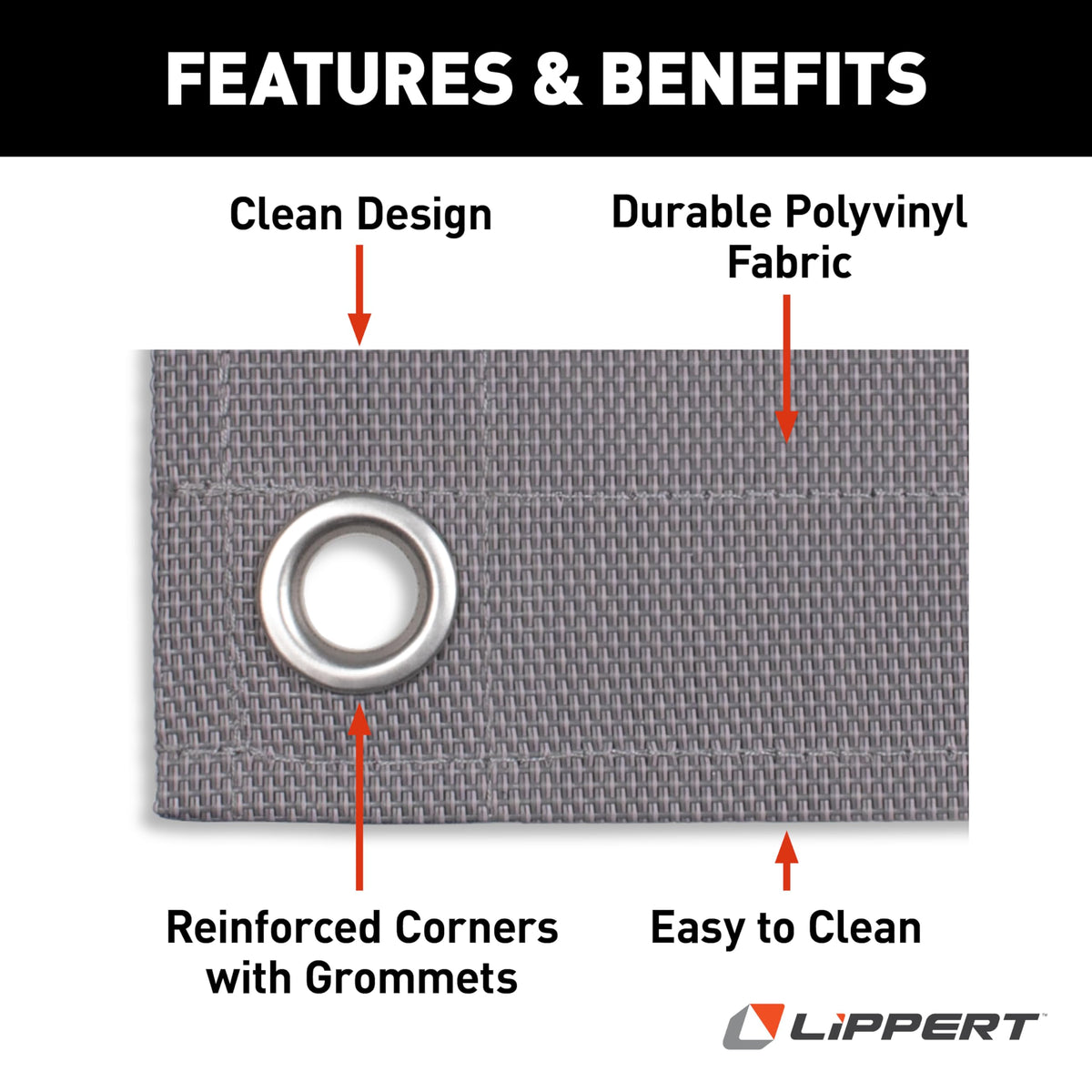 Lippert Outdoor Patio Rug - Gray, 8' x 20'