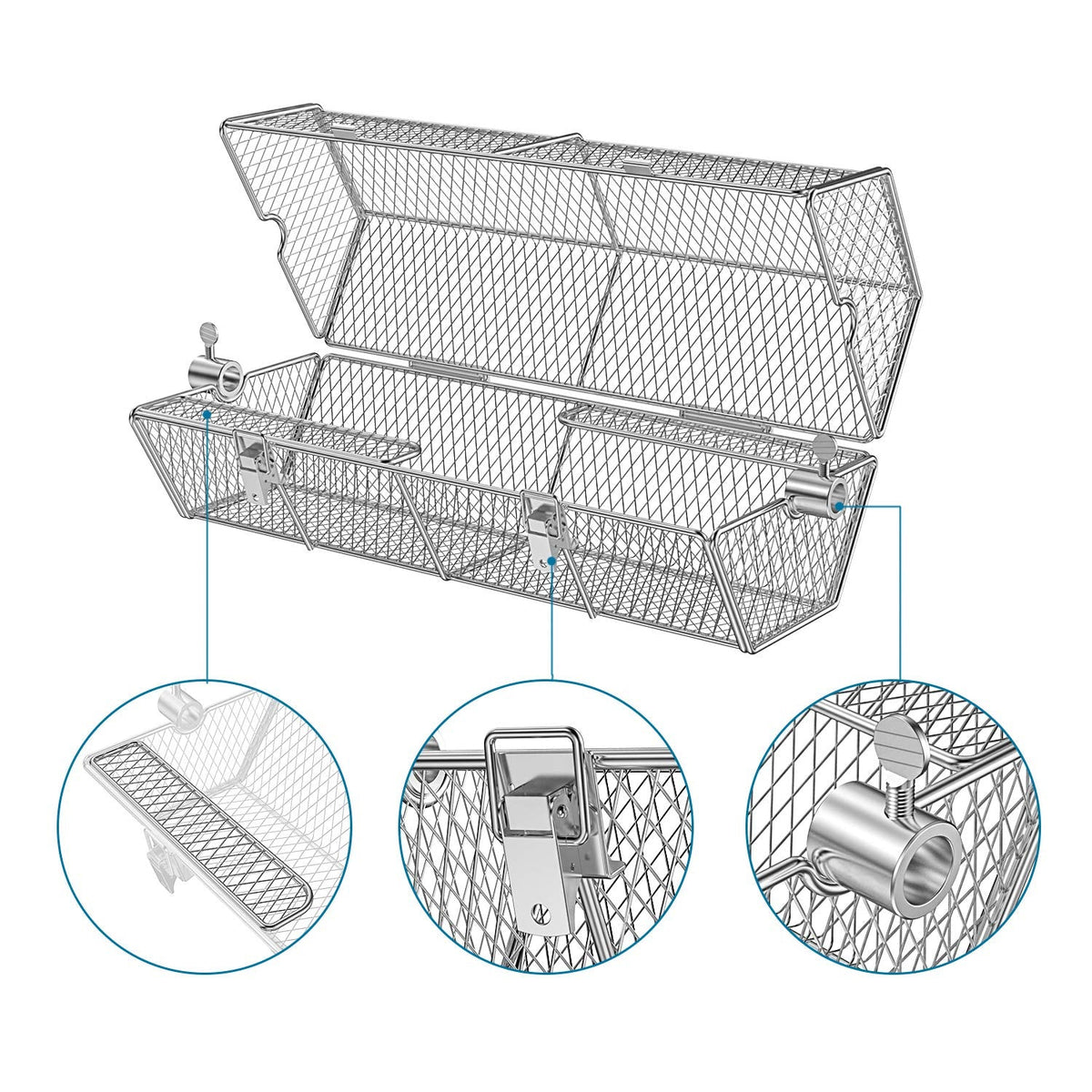 Charkettle Rotisserie Ring Kit and Stainless Steel Round Tumble Rotisserie Grill Basket