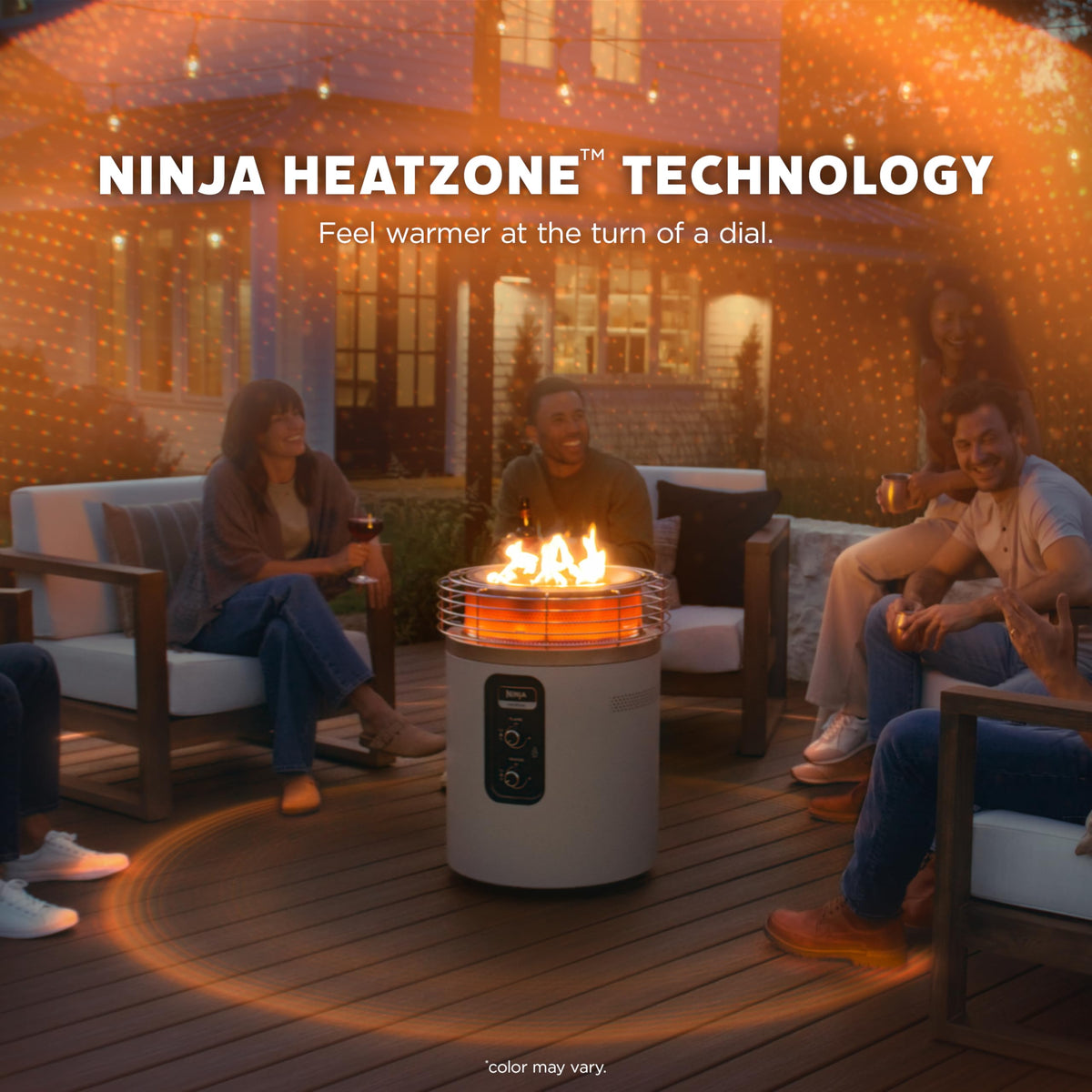Ninja Fireside360 Outdoor Heater & Fire Pit | 3 Modes: Flame Only, Heat Only, Flame & Heat | Portable for Patio, Deck, Camping, Easy Control Smokeless Flames | Push to Start Ignition | Steel | OF101SL